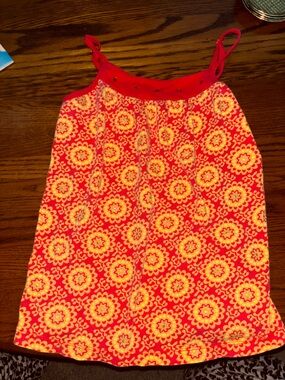 Vintage Y2K Girls Vibrant Red Yellow Orange Cotton Tank Top Size L 14/16